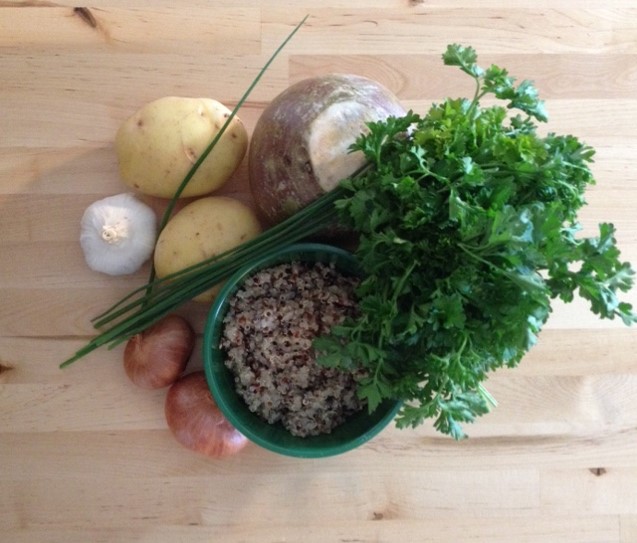 Rutabaga Quinoa Patties with Spicy Cucumber Dip